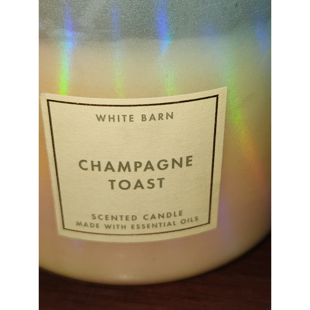 Bath & Body Works Champagne Toast 3-Wick Candle White Barn 14.5oz Used - Picture 2 of 6